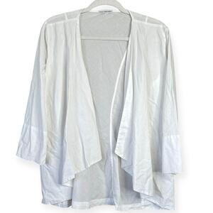 JAMES PERSE Draped Open Front Cardigan Jacket White Cotton Size 2 Small